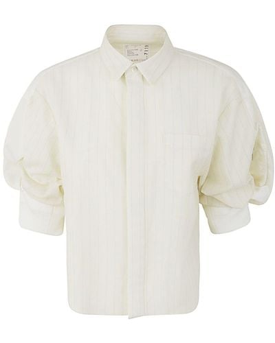 Sacai Puff-sleeved Striped Shirt - White