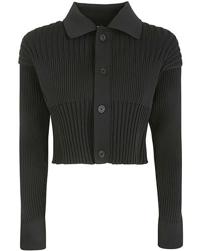 CFCL Fluted Cropped Shirt Cardigan - Black