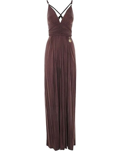 Elisabetta Franchi Long Dress Slit Strap - Purple