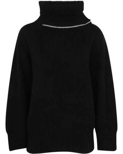 Sacai Zip-detail Wool Sweater - Black