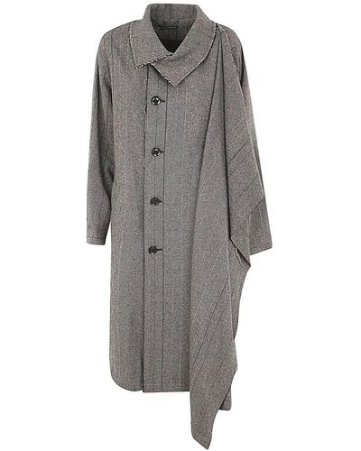 Y's Yohji Yamamoto Left Front Plush Coat - Gray