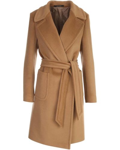 Tagliatore Long Coat W/belt Clothing - Brown