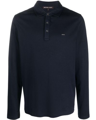 Michael Kors Long-sleeve Cotton Polo Shirt - Blue