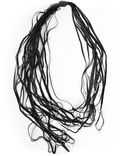 Maria Calderara Long Multiwire W/crystal Necklaces - Black