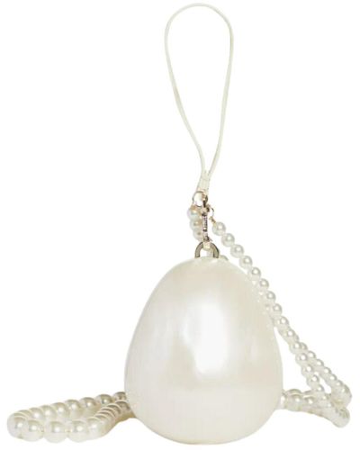 Simone Rocha Bell Charm Micro Egg Bag With Pearl Crossbody - White