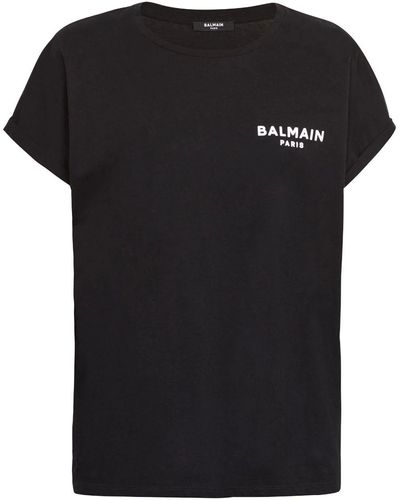 Balmain Flock Detail T-shirt - Black