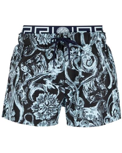 Versace Swim Shorts Nylon Golfo Barocco Ta - Blue