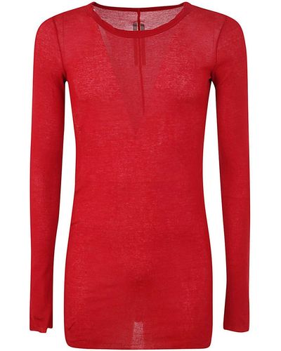 Rick Owens Rib Long Sleeves T-shirt Clothing - Red