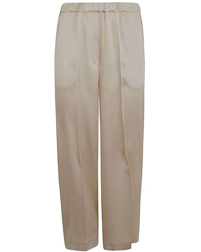 Liviana Conti Elastic Waist Cropped Trousers - Natural