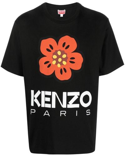 KENZO Boke Flower-print Cotton-jersey T-shirt - Black
