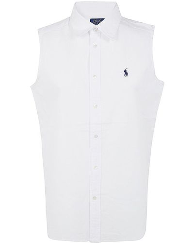 Polo Ralph Lauren Sleeveless Button Front Shirt - White
