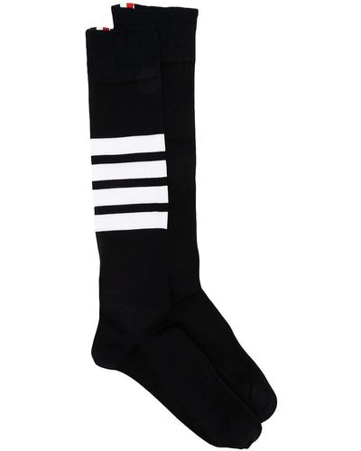 Thom Browne Over The Calf Socks With 4 Bar - Black