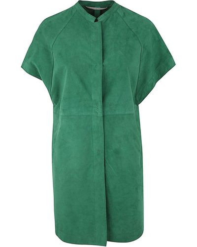 The Jackie Leathers Leather Trench Coat - Green