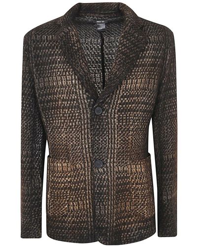 Avant Toi Prince Of Wales Jacquard Rever Jacket With Shadows - Grey