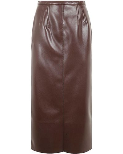 Philosophy Long Leather Effect Skirt - Brown