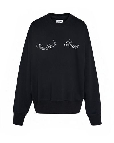Jean Paul Gaultier Crewneck Cotton Sweatshirt With "" Detail - Blue