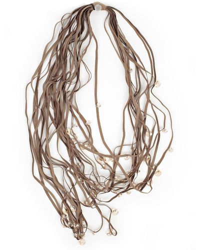 Maria Calderara Long Multiwire W/Crystal Necklaces - Metallic