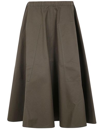 Sofie D'Hoore Wide Midi Skirt With Big Patched Pockets - Brown