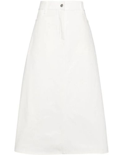 Studio Nicholson A-line Denim Skirt - White