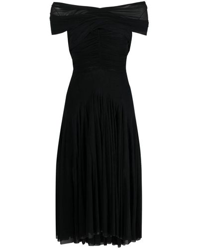 Philosophy Short Sleeves Long Dress With Tulle And Naked Shoulder - Black