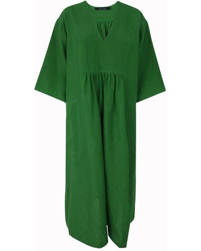 Sofie D'Hoore Midi Dress Deep Cut Plastron - Green