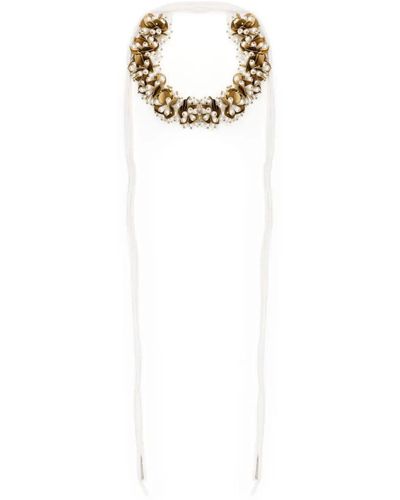 Dries Van Noten Embroidered Flowers Necklace Accessories - White