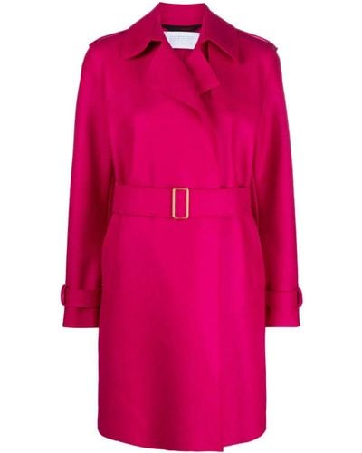Harris Wharf London Golden Buckle Trench Pressed Wool - Pink