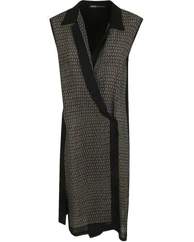 Ibrigu Foulard Sleveless Wrapped Dress - Black