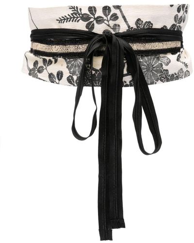 Ibrigu Obi Embroidered Belt - Black