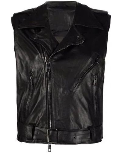 Giorgio Brato Long Leather Gilet - Black