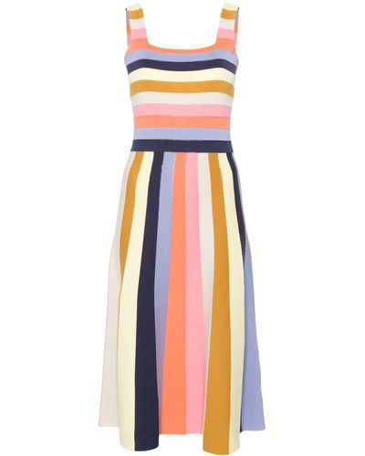 PS by Paul Smith Striped Knitted Midi Dress - Orange