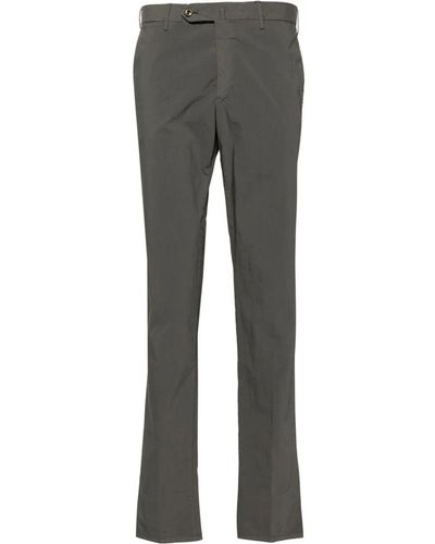 PT01 Double Dye Stretch Light Popeline Slim Flat Front Trousers - Grey