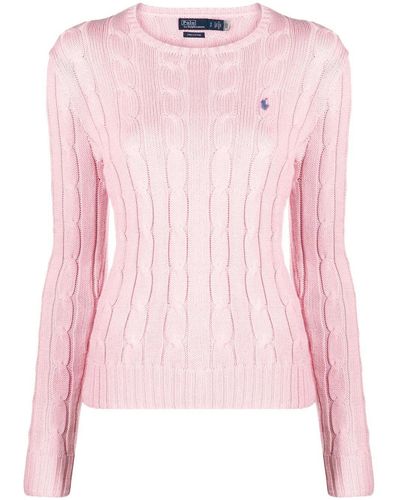 Polo Ralph Lauren Cable-knit Cotton Crewneck Jumper - Pink