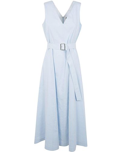 Theory V Neck Volume Dress - Blue