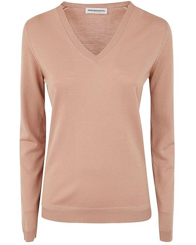 GOES BOTANICAL Long Sleeves V Neck Sweater - Pink