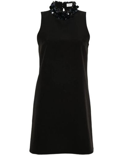 P.A.R.O.S.H. Sleeveless High Neck Mini Dress With Paillettes - Black