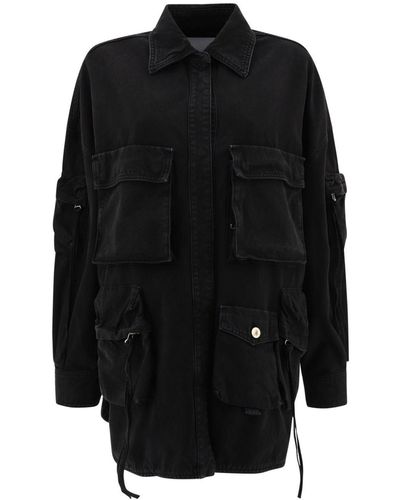 The Attico Fern Short Coat - Black