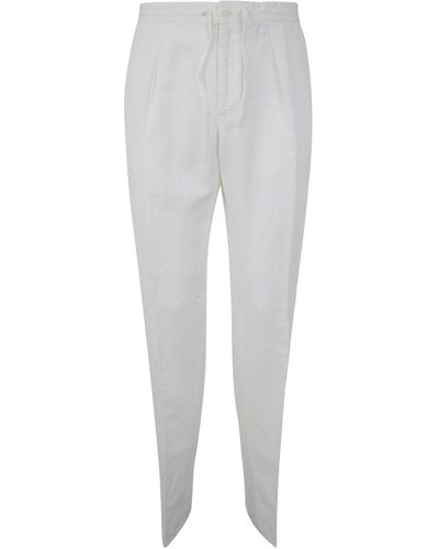 Incotex Slim Fit Linen Pants W/ Drawstring & Pences - Gray