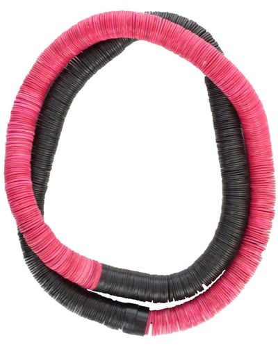 Monies Black Wood Necklace - Pink