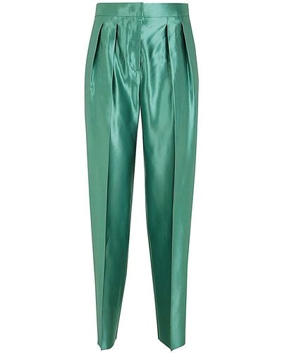 Giorgio Armani Polished Double Pences Trousers - Green