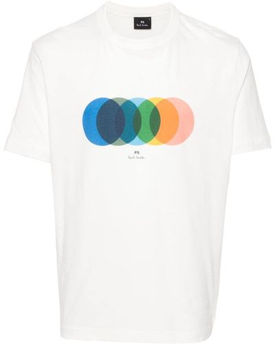 PS by Paul Smith Circles-Print Organic-Cotton T-Shirt - White