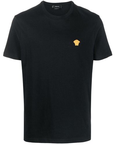 Versace T-shirt Compact Cotton Jersey Fabric And Medusa Pop Embroidery - Black