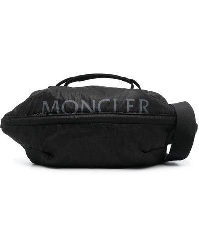 Moncler Alchemy Logo-Print Leather Shoulder Bag - Black