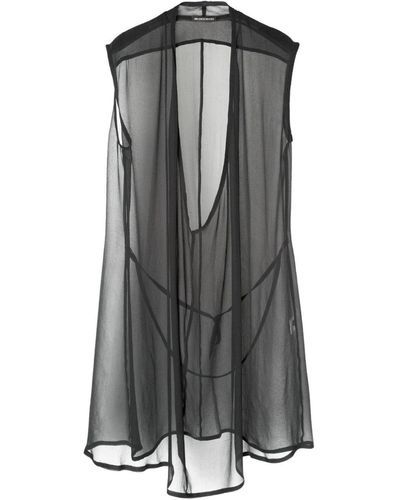 Ann Demeulemeester Woman`s Black Silk Dress - Grey