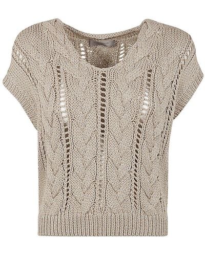 D.exterior Lux Sleeveless V Neck Braided Sweater - Multicolor
