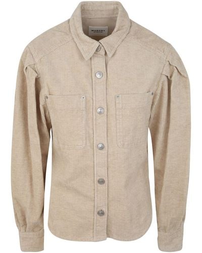 Isabel Marant Classic-collar Button-up Corduroy Shirt - Natural