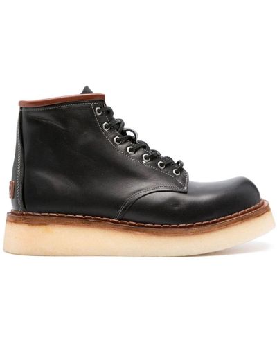 KENZO Yama Wedge Leather Boots - Black