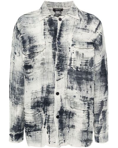 Avant Toi Brushed Effect Net Fabric Shirt With Pockets - Grey