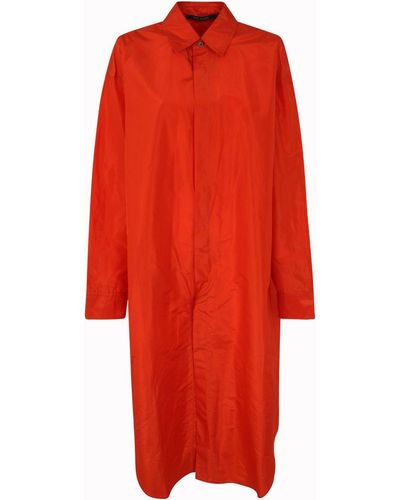 Sofie D'Hoore Midi Dress: Silk Shirt Dress - Red