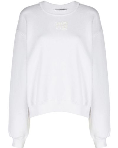 Alexander Wang Essential Terry Crew Sweatshirt With Puff Paint Logo - White